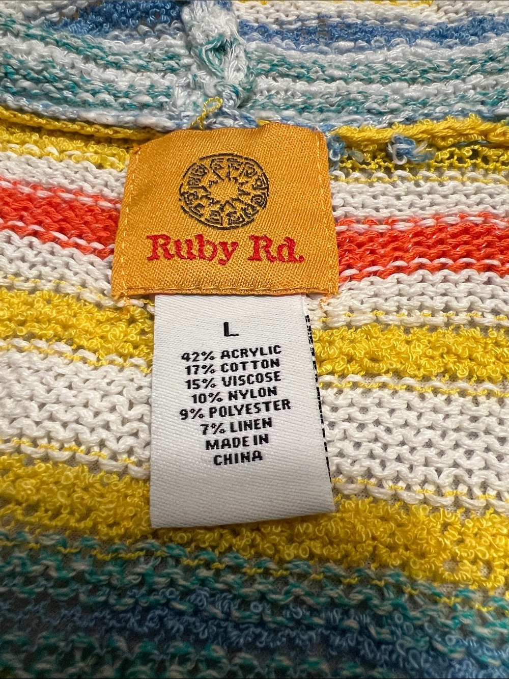 Ruby Rd. Multi-Color Striped Open-Front Fringe Sweater Poncho - Picture 6 of 6